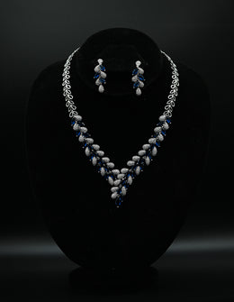 Ruby & Zirconia Marquise V-Shaped Necklace Set