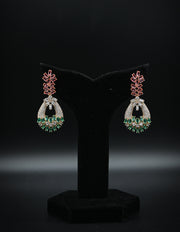 Ruby and Emerald Floral Wreath Drop Earrings
