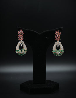 Ruby and Emerald Floral Wreath Drop Earrings