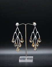 Silver & Amber Teardrop Chandelier Earrings