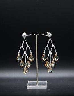 Silver & Amber Teardrop Chandelier Earrings