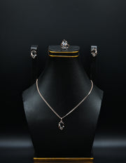 Silver & Black Diamond Floral Jewelry Set