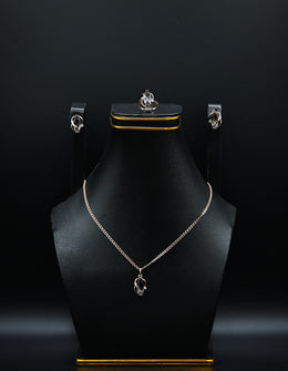 Silver & Black Diamond Floral Jewelry Set