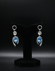 Silver & Blue Teardrop Dangle Earrings