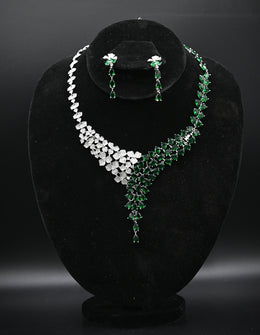 Silver & Emerald Waterfall Jewelry Set