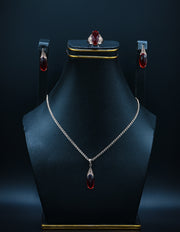 Silver & Ruby Teardrop Jewelry Set