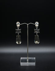 Silver & Smokey Quartz Teardrop Earrings