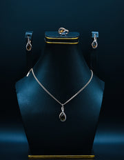 Silver & Smoky Quartz Teardrop Jewelry Set