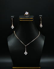 Silver and Rose Gold Marquise-Cut Cubic Zirconia Jewelry Set