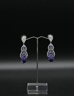 Tanzanite and Pavé Cubic Zirconia Chandelier Earrings